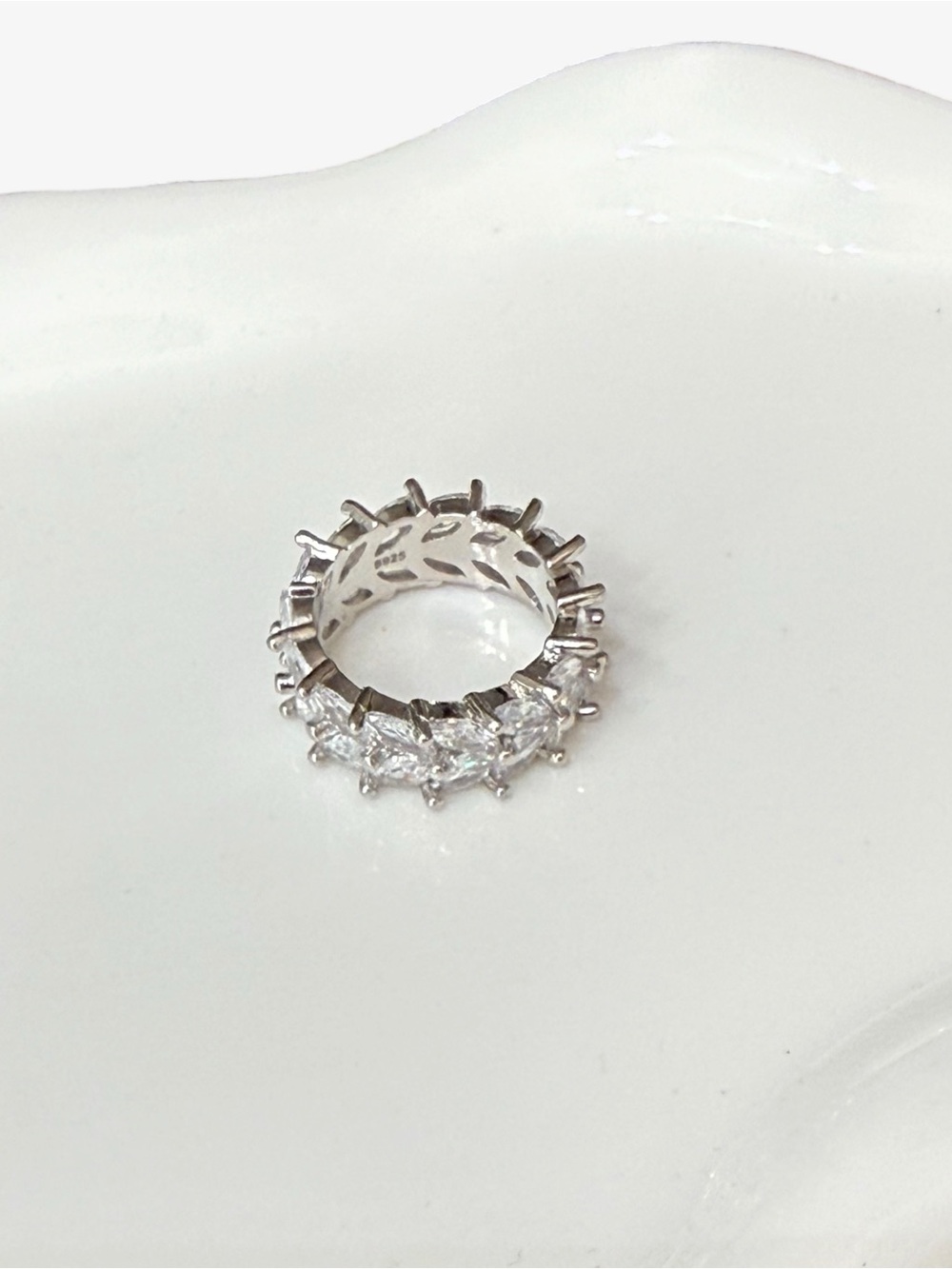 Sterling Silver Marquise CZ Eternity Band - White - Picture 2 of 5
